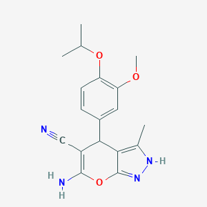 6-Amino-4-(4-isopropoxy-3-methoxyphenyl)-3-methyl-2,4-dihydropyrano[2,3-c]pyrazole-5-carbonitrile