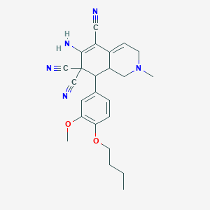 6-amino-8-(4-butoxy-3-methoxyphenyl)-2-methyl-2,3,8,8a-tetrahydro-5,7,7(1H)-isoquinolinetricarbonitrile