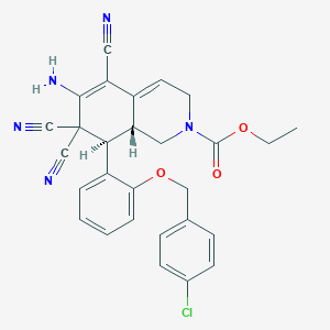 ethyl 6-amino-8-{2-[(4-chlorobenzyl)oxy]phenyl}-5,7,7-tricyano-3,7,8,8a-tetrahydro-2(1H)-isoquinolinecarboxylate