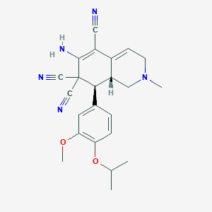 molecular formula C23H25N5O2 B343634 (8S,8aR)-6-amino-8-[3-methoxy-4-(propan-2-yloxy)phenyl]-2-methyl-2,3,8,8a-tetrahydroisoquinoline-5,7,7(1H)-tricarbonitrile 