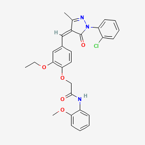 molecular formula C28H26ClN3O5 B3436408 2-(4-{[1-(2-chlorophenyl)-3-methyl-5-oxo-1,5-dihydro-4H-pyrazol-4-ylidene]methyl}-2-ethoxyphenoxy)-N-(2-methoxyphenyl)acetamide 
