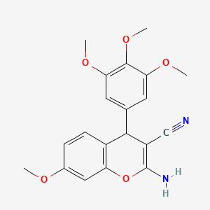 molecular formula C20H20N2O5 B3436457 2-amino-7-methoxy-4-(3,4,5-trimethoxyphenyl)-4H-chromene-3-carbonitrile 