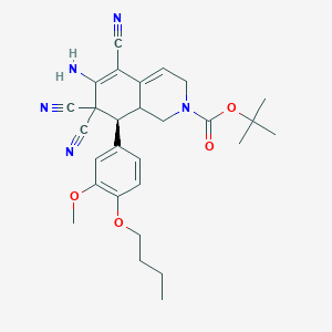 tert-butyl 6-amino-8-(4-butoxy-3-methoxyphenyl)-5,7,7-tricyano-3,7,8,8a-tetrahydro-2(1H)-isoquinolinecarboxylate