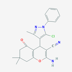 2-Amino-4-(5-chloro-3-methyl-1-phenyl-1H-pyrazol-4-yl)-7,7-dimethyl-5-oxo-5,6,7,8-tetrahydro-4H-chromene-3-carbonitrile