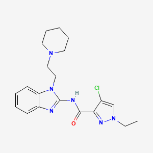 molecular formula C20H25ClN6O B3436625 4-chloro-1-ethyl-N-{1-[2-(1-piperidinyl)ethyl]-1H-benzimidazol-2-yl}-1H-pyrazole-3-carboxamide 