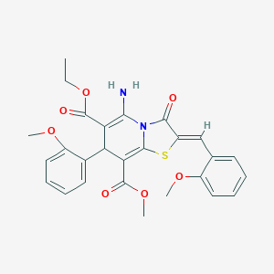 6-ethyl 8-methyl 5-amino-2-(2-methoxybenzylidene)-7-(2-methoxyphenyl)-3-oxo-2,3-dihydro-7H-[1,3]thiazolo[3,2-a]pyridine-6,8-dicarboxylate