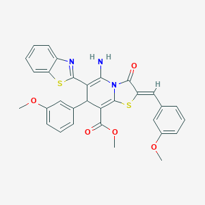 methyl (2Z)-5-amino-6-(1,3-benzothiazol-2-yl)-2-(3-methoxybenzylidene)-7-(3-methoxyphenyl)-3-oxo-2,3-dihydro-7H-[1,3]thiazolo[3,2-a]pyridine-8-carboxylate