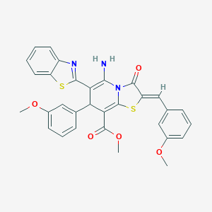 molecular formula C31H25N3O5S2 B343665 methyl (2Z)-5-amino-6-(1,3-benzothiazol-2-yl)-2-(3-methoxybenzylidene)-7-(3-methoxyphenyl)-3-oxo-2,3-dihydro-7H-[1,3]thiazolo[3,2-a]pyridine-8-carboxylate 