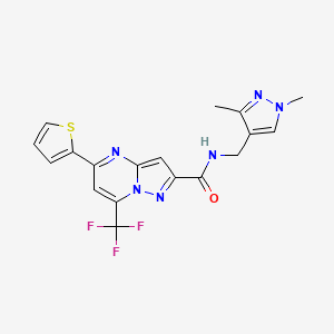 molecular formula C18H15F3N6OS B3436652 N-[(1,3-dimethyl-1H-pyrazol-4-yl)methyl]-5-(2-thienyl)-7-(trifluoromethyl)pyrazolo[1,5-a]pyrimidine-2-carboxamide 