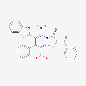 methyl 5-amino-6-(1,3-benzothiazol-2-yl)-2-benzylidene-3-oxo-7-phenyl-2,3-dihydro-7H-[1,3]thiazolo[3,2-a]pyridine-8-carboxylate