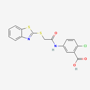molecular formula C16H11ClN2O3S2 B3436687 5-{[(1,3-benzothiazol-2-ylthio)acetyl]amino}-2-chlorobenzoic acid 
