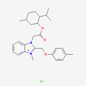 molecular formula C28H37ClN2O3 B3436695 1-{2-[(2-isopropyl-5-methylcyclohexyl)oxy]-2-oxoethyl}-3-methyl-2-[(4-methylphenoxy)methyl]-1H-3,1-benzimidazol-3-ium chloride 