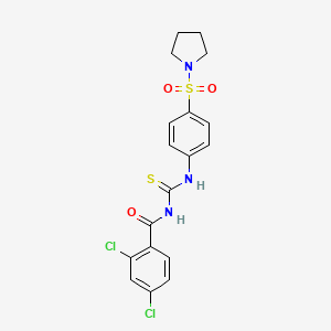 molecular formula C18H17Cl2N3O3S2 B3436709 2,4-dichloro-N-({[4-(1-pyrrolidinylsulfonyl)phenyl]amino}carbonothioyl)benzamide 
