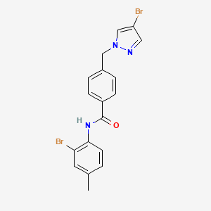 molecular formula C18H15Br2N3O B3436723 N-(2-bromo-4-methylphenyl)-4-[(4-bromo-1H-pyrazol-1-yl)methyl]benzamide 
