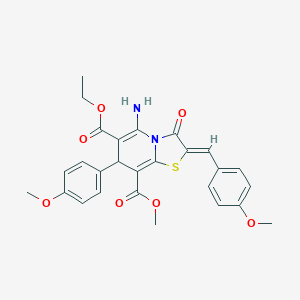 6-ethyl 8-methyl (2Z)-5-amino-2-(4-methoxybenzylidene)-7-(4-methoxyphenyl)-3-oxo-2,3-dihydro-7H-[1,3]thiazolo[3,2-a]pyridine-6,8-dicarboxylate