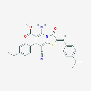 molecular formula C29H29N3O3S B343674 methyl 5-amino-8-cyano-2-(4-isopropylbenzylidene)-7-(4-isopropylphenyl)-3-oxo-2,3-dihydro-7H-[1,3]thiazolo[3,2-a]pyridine-6-carboxylate 