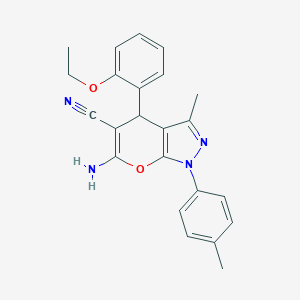 molecular formula C23H22N4O2 B343676 6-Amino-4-[2-(ethyloxy)phenyl]-3-methyl-1-(4-methylphenyl)-1,4-dihydropyrano[2,3-c]pyrazole-5-carbonitrile 