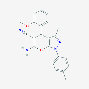molecular formula C22H20N4O2 B343678 6-Amino-3-methyl-4-[2-(methyloxy)phenyl]-1-(4-methylphenyl)-1,4-dihydropyrano[2,3-c]pyrazole-5-carbonitrile 