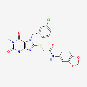 molecular formula C23H20ClN5O5S B3436833 N-1,3-benzodioxol-5-yl-2-{[7-(3-chlorobenzyl)-1,3-dimethyl-2,6-dioxo-2,3,6,7-tetrahydro-1H-purin-8-yl]thio}acetamide 