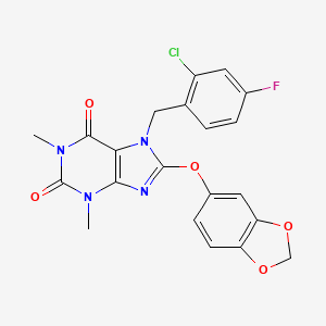 molecular formula C21H16ClFN4O5 B3436835 8-(1,3-benzodioxol-5-yloxy)-7-(2-chloro-4-fluorobenzyl)-1,3-dimethyl-3,7-dihydro-1H-purine-2,6-dione 