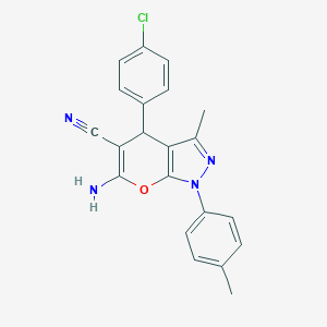 6-Amino-4-(4-chlorophenyl)-3-methyl-1-(4-methylphenyl)-1,4-dihydropyrano[2,3-c]pyrazole-5-carbonitrile