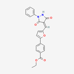 molecular formula C23H18N2O5 B3436844 ethyl 4-{5-[(3,5-dioxo-1-phenyl-4-pyrazolidinylidene)methyl]-2-furyl}benzoate 