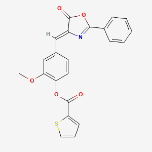 molecular formula C22H15NO5S B3436907 2-methoxy-4-[(5-oxo-2-phenyl-1,3-oxazol-4(5H)-ylidene)methyl]phenyl 2-thiophenecarboxylate 