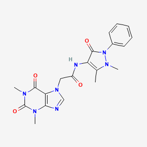 molecular formula C20H21N7O4 B3436923 2-(1,3-dimethyl-2,6-dioxo-1,2,3,6-tetrahydro-7H-purin-7-yl)-N-(1,5-dimethyl-3-oxo-2-phenyl-2,3-dihydro-1H-pyrazol-4-yl)acetamide 