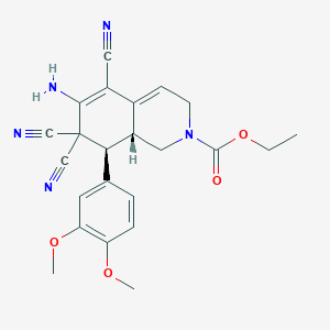 molecular formula C23H23N5O4 B343696 ethyl 6-amino-5,7,7-tricyano-8-(3,4-dimethoxyphenyl)-3,7,8,8a-tetrahydro-2(1H)-isoquinolinecarboxylate 