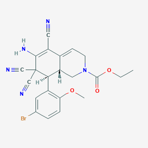 ethyl 6-amino-8-(5-bromo-2-methoxyphenyl)-5,7,7-tricyano-3,7,8,8a-tetrahydro-2(1H)-isoquinolinecarboxylate