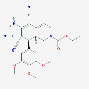 molecular formula C24H25N5O5 B343701 ethyl 6-amino-5,7,7-tricyano-8-(3,4,5-trimethoxyphenyl)-3,7,8,8a-tetrahydro-2(1H)-isoquinolinecarboxylate 