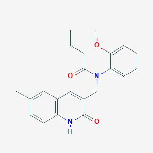 molecular formula C22H24N2O3 B3437013 N-[(2-hydroxy-6-methyl-3-quinolinyl)methyl]-N-(2-methoxyphenyl)butanamide 