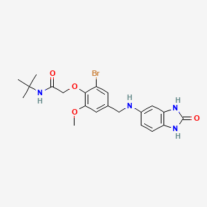 molecular formula C21H25BrN4O4 B3437033 2-(2-bromo-6-methoxy-4-{[(2-oxo-2,3-dihydro-1H-benzimidazol-5-yl)amino]methyl}phenoxy)-N-(tert-butyl)acetamide 