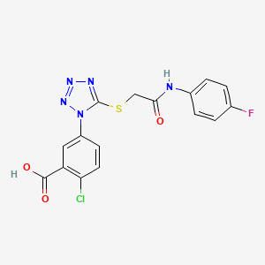 molecular formula C16H11ClFN5O3S B3437042 2-chloro-5-[5-({2-[(4-fluorophenyl)amino]-2-oxoethyl}thio)-1H-tetrazol-1-yl]benzoic acid 