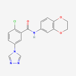 molecular formula C17H13ClN4O3 B3437057 2-chloro-N-(2,3-dihydro-1,4-benzodioxin-6-yl)-5-(4H-1,2,4-triazol-4-yl)benzamide 