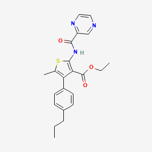 molecular formula C22H23N3O3S B3437064 ethyl 5-methyl-4-(4-propylphenyl)-2-[(2-pyrazinylcarbonyl)amino]-3-thiophenecarboxylate 