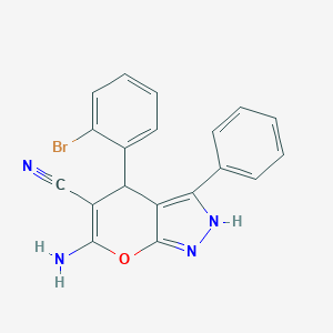 molecular formula C19H13BrN4O B343709 6-Amino-4-(2-bromophenyl)-3-phenyl-1,4-dihydropyrano[2,3-c]pyrazole-5-carbonitrile 