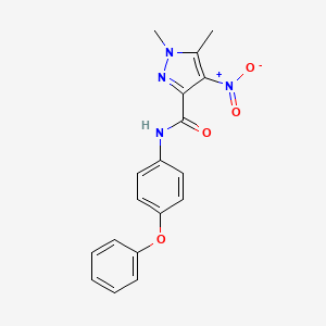 molecular formula C18H16N4O4 B3437094 1,5-dimethyl-4-nitro-N-(4-phenoxyphenyl)-1H-pyrazole-3-carboxamide 