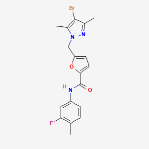 5-[(4-bromo-3,5-dimethyl-1H-pyrazol-1-yl)methyl]-N-(3-fluoro-4-methylphenyl)-2-furamide