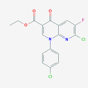 molecular formula C17H11Cl2FN2O3 B034371 Ethyl 7-chloro-1-(4-chlorophenyl)-6-fluoro-4-oxo-1,4-dihydro-1,8-naphthyridine-3-carboxylate CAS No. 100491-37-0