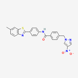 molecular formula C25H19N5O3S B3437100 N-[4-(6-methyl-1,3-benzothiazol-2-yl)phenyl]-4-[(4-nitro-1H-pyrazol-1-yl)methyl]benzamide 