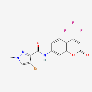 molecular formula C15H9BrF3N3O3 B3437122 4-bromo-1-methyl-N-[2-oxo-4-(trifluoromethyl)-2H-chromen-7-yl]-1H-pyrazole-3-carboxamide 