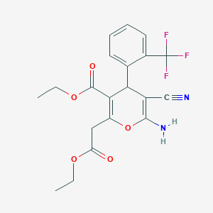 ethyl 6-amino-5-cyano-2-(2-ethoxy-2-oxoethyl)-4-[2-(trifluoromethyl)phenyl]-4H-pyran-3-carboxylate