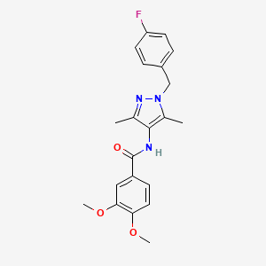 molecular formula C21H22FN3O3 B3437135 N-[1-(4-fluorobenzyl)-3,5-dimethyl-1H-pyrazol-4-yl]-3,4-dimethoxybenzamide 