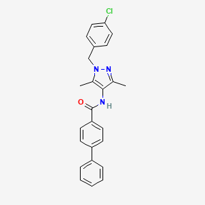 molecular formula C25H22ClN3O B3437143 N-[1-(4-chlorobenzyl)-3,5-dimethyl-1H-pyrazol-4-yl]-4-biphenylcarboxamide 