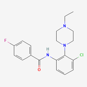 molecular formula C19H21ClFN3O B3437152 N-[3-chloro-2-(4-ethyl-1-piperazinyl)phenyl]-4-fluorobenzamide 