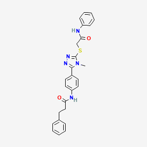 N-(4-{5-[(2-anilino-2-oxoethyl)thio]-4-methyl-4H-1,2,4-triazol-3-yl}phenyl)-3-phenylpropanamide