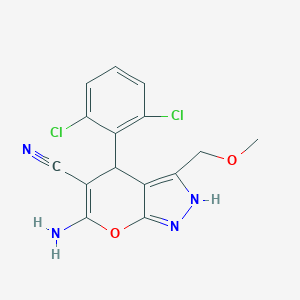 molecular formula C15H12Cl2N4O2 B343720 6-Amino-4-(2,6-dichlorophenyl)-3-(methoxymethyl)-1,4-dihydropyrano[2,3-c]pyrazole-5-carbonitrile 