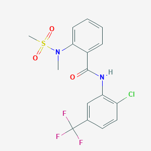 molecular formula C16H14ClF3N2O3S B3437224 N-[2-chloro-5-(trifluoromethyl)phenyl]-2-[methyl(methylsulfonyl)amino]benzamide 