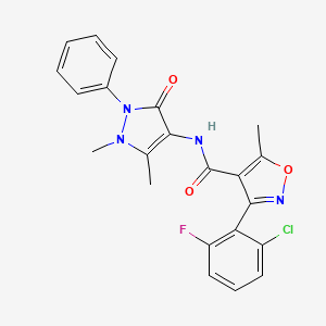 molecular formula C22H18ClFN4O3 B3437262 3-(2-chloro-6-fluorophenyl)-N-(1,5-dimethyl-3-oxo-2-phenyl-2,3-dihydro-1H-pyrazol-4-yl)-5-methyl-4-isoxazolecarboxamide CAS No. 329213-61-8